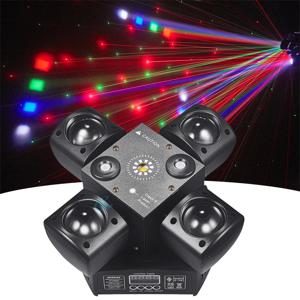 새로운 DJ 램프 LED 48W 빔 무대 디스코 파티 바 쇼 빛 4 팔 이동 헤드 레이저 광 원격 제어