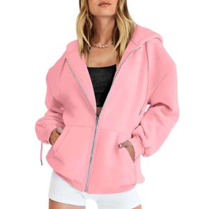하라주쿠 패션 솔리드 여성용 지퍼 루즈 풀오버 2024 streetwear y2k 여성 캐주얼 지퍼 후드 티셔츠 여성상의
