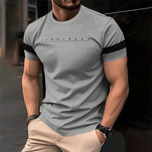 남성용 간단한 패션 편지 스트라이프 그래픽 T 셔츠 트렌드 여름 streetwear 3d 프린트 티셔츠 루즈 streetwear 힙합 티셔츠