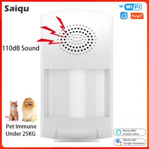 Tuya WiFi 홈 도난 경보 센서 PIR 적외선 동작 탐지기 110dB 스마트 라이프 APP 보안 보호 원격 제어 경고