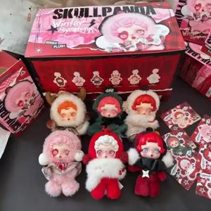 Skullpanda 겨울 음악 시리즈 블라인드 박스 펜던트 봉제 인형 미스터리 박스 장난감 귀여운 액션 피규어 펜던트 장식 미스터리 박스 장난감