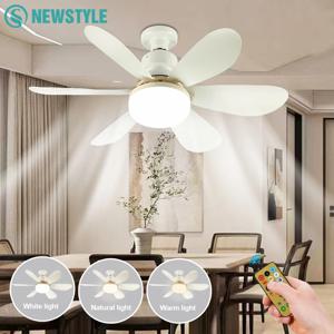 E26 E27 기본 30W 40W LED 천장 팬 조명 조정 가능한 3 조명 모드 무선 원격 스마트 팬 거실 홈 팬