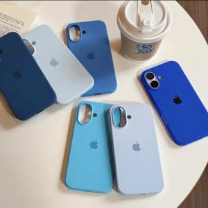 오리지널 풀 로고 리퀴드 실리콘 폰 케이스 (아이폰 17, 16, 15, 14, 13, 12, 11 Pro Max, Plus, Mini, XR, XS Max, 7, 8) 박스 포함