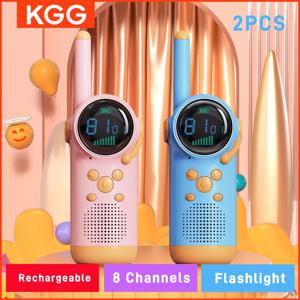 2PCS 어린이 워키 토키 장난감 8 채널 LCD 화면 LED 손전등 인터콤 거리 1.5-3KM 부모-자식 상호 작용 충전
