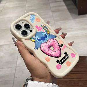 iPhone 7 8 Plus 12 11 13 12 11 Pro Max XS Max 소프트 커버 디즈니 귀여운 스티치 케이스