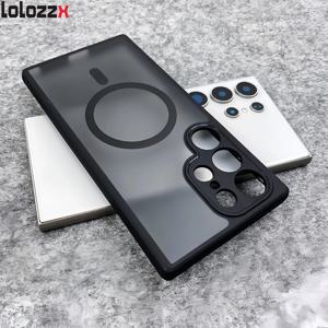삼성 갤럭시 S25 울트라 S24 S23 S22 플러스 FE S25 엣지용 고급 무광 마그네틱 맥세이프 아크릴 충격 방지 폰 케이스