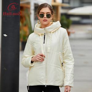 HaiLuoZi 2022 새로운 봄 가을 여성 자 켓 캐주얼 패션 Drawstring 코트 짧은 누비 이불 파 카 후드 따뜻한 얇은 의류 7050