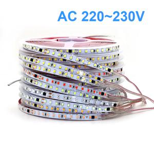 AC220V 230V 5M 600 LED 스트립 2835 120LED/m 홈 램프 스트립 레드 아이스 블루 그린 옐로우 핑크 유연하고 절단 가능한 소프트 램프 바