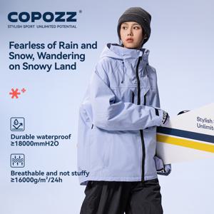 COPOZZ Thicken 3L 스키 자켓 남성 여성 방풍 방수 겨울 스키 코트 스키웨어 솔리드 컬러 후드 따뜻한 스노우 보드 스키 복
