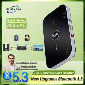 새롭게 업그레이드된 Bluetooth 5.3 오디오 송신기 수신기 RCA 3.5mm AUX 잭 USB 동글 음악 무선 어댑터 자동차 PC TV 헤드폰용