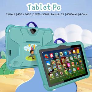 새로운 7 인치 만화 어린이 태블릿 학습 교육 게임 태블릿 쿼드 코어 4GB RAM 64GB ROM 듀얼 카메라 어린이 선물