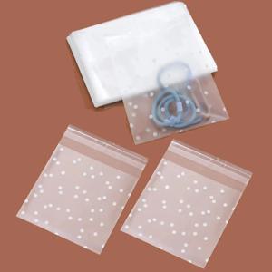100pcs 플라스틱 투명 포장 셀로판 가방 하얀 눈송이 도트 선물 가방 DIY 자기 접착제 캔디 쿠키 파우치 파티