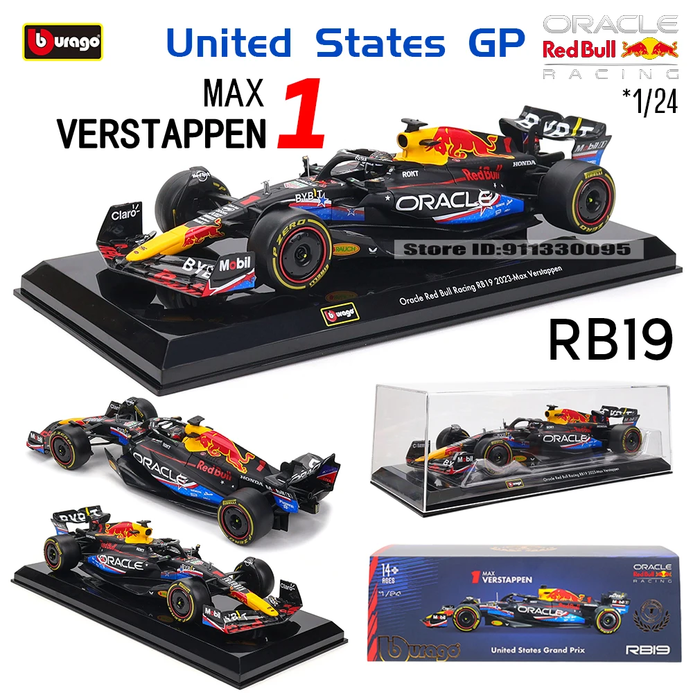 Bbugo 1:24 F1 Red Bull RB19 Gran Premio de Austin SF23 W14 매우 상세한 다이캐스트 정밀 모델 자동차 모델 컬렉션 선물