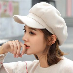여성용 가을 겨울 모자 솔리드 일반 팔각형 Newsboy 모자 남성용 여성용 캐주얼 울 모자 겨울 베레모 여성 화가 모자