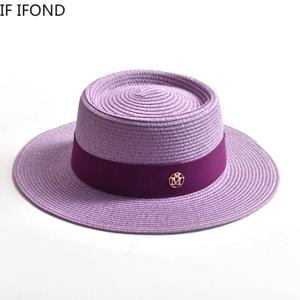 여성을위한 여름 밀짚 태양 모자 숙녀 패션 플랫 브림 리본 비치 모자 여행 드레스 모자 chapeau femme