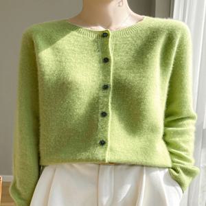 봄 가을 여성 100% 메리노 울 카디건 소프트 오 넥 캐시미어 스웨터 OL Buttoned Knitwear 캐주얼 탑 의류 한국 스타일