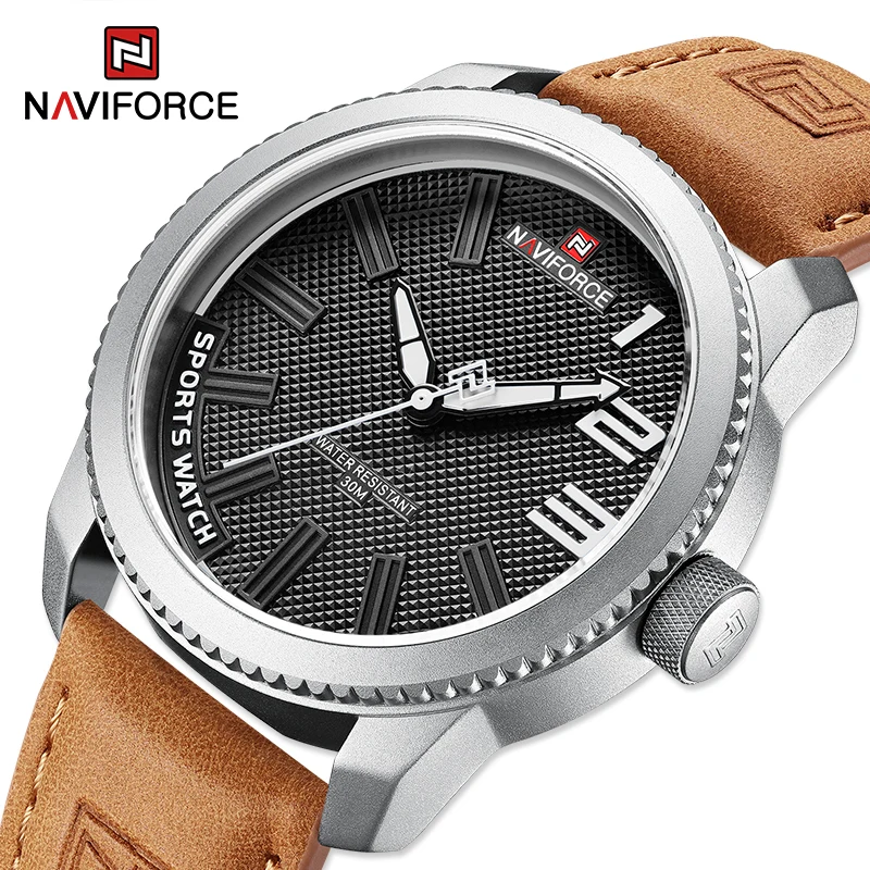 남자를위한 원래 NAVIFORCE 시계 2022 새로운 석영 스포츠 방수 시계 패션 럭셔리 고품질 남성 가죽 손목 시계