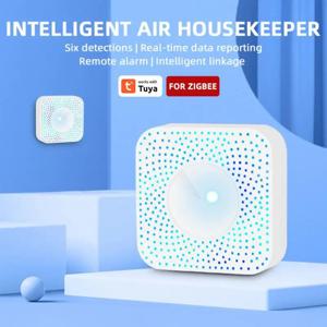 Tuya Zigbee 스마트 에어 박스, PM2.5 포름알데히드 VOC CO2 온도 및 습도 감지기, 자동 공기 감지기, 6 in 1