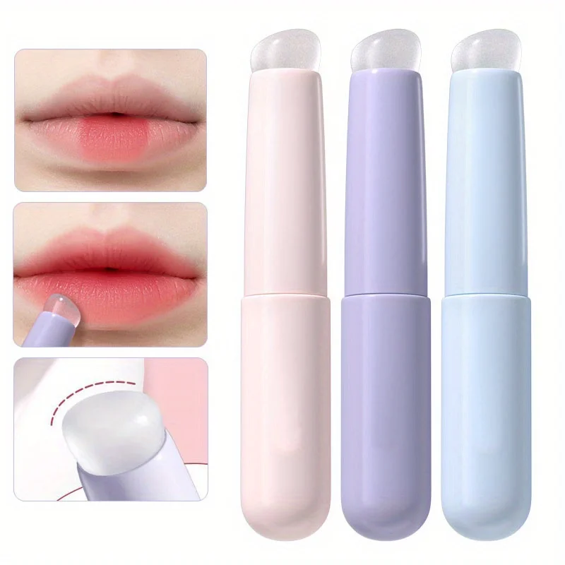 ABS 플라스틱 손잡이가 있는 실리콘 립 브러쉬, 캡이 있는 휴대용 립스틱 및 립밤 어플리케이터, 완벽한 블렌딩 및 스머지 커버