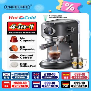 Cafelffe 4in 1 카페테라 카푸치노 커피 머신, 돌체 구스토 네스 캡슐 에스프레소 메이커 ESE 포드 지상 선물, 연인, 아빠, 엄마용 핫/콜드 추출 커피, 19바 고압 추출, 7단계 물량 선택.