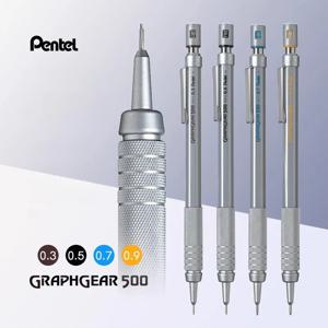 1pc Pentel Graphgear 500 제도 기계식 연필 엔지니어링 프로 펜용 지우개가있는 자동 연필 0.3 0.5 0.7 0.9mm