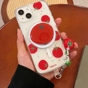 한국어 귀여운 만화 토마토 마그네틱 홀더 그립 Tok Griptok 전화 스탠드 홀더 패드 Magsafe Smart Tok 용 IPhone 16 지원