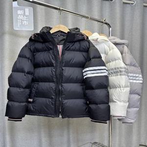 「고급브랜드」커플 패딩 두꺼운 후드 남성용 트리플 라인 커플 후드 두꺼운 남성용 트리플 라인 패딩 다운 재킷 패딩 코트 다운 재킷 패딩 코트 패딩