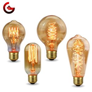 40W 레트로 에디슨 전구 E27 220V 전구 A60 ST58 ST64 T10 T45 T185 G80 G95 필라멘트 빈티지 앰플 백열등 나선형 램프