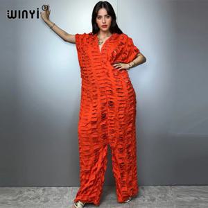 WINYI 여름 오리지널 오픈워크 루즈 데님 점프수트 패션 커버업