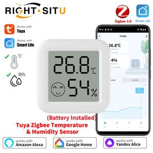 Tuya Zigbee 온도 습도 센서 ZHA Alexa와 스마트 홈 작업을위한 스마트 라이프로 미니 APP 원격 모니터