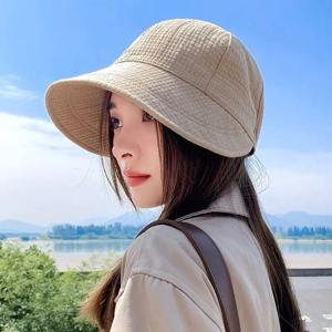 여자 태양 모자 야외 스포츠 자외선 차단 접이식 패션 비치 모자 와이드 브림 여름 어부의 모자