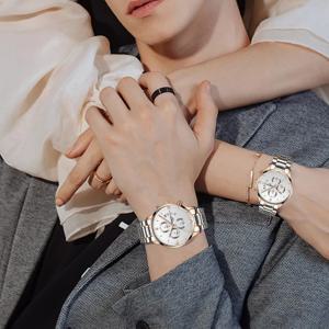 NIBOSI 커플 시계 스테인레스 스틸 패션 남성 여성 쌍 쿼츠 시계 크로노 그래프 시계 Reloj Hombre Reloj Mujer Lovers Watch
