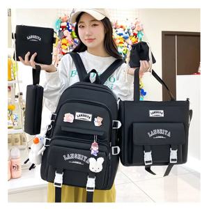 4 개/대 새로운 모리 한국어 버전 하라주쿠 학생 Schoolbag 고등학교 학생 여성 대용량 배낭 패션 캐주얼