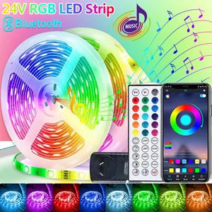 24V LED 스트립 조명 10m 20m 30m 40m LED 조명 음악 동기화 LED 테이프 (리모컨 및 앱 제어 포함) 방 파티 장식용 유연한 리본
