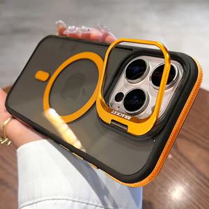 맥세이프 마그네틱 아이폰 17 16 15 14 13 12 11 Pro Max Plus 에어 카메라 렌즈 브래킷 커버용 블랙 투명 케이스