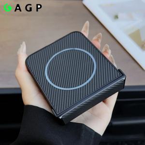 삼성 갤럭시 Z 플립 7 5G 2in1 힌지 보호 플립 7 6 5 Z플립6 플립7 용 초슬림 폴딩 케이스 카본 파이버 패턴 커버