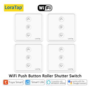 LoraTap 롤러 셔터 커튼 블라인드 푸시 버튼 스위치 Tuya 스마트 라이프 전기 모터 엔진 연결 WiFi Alexa Google 홈