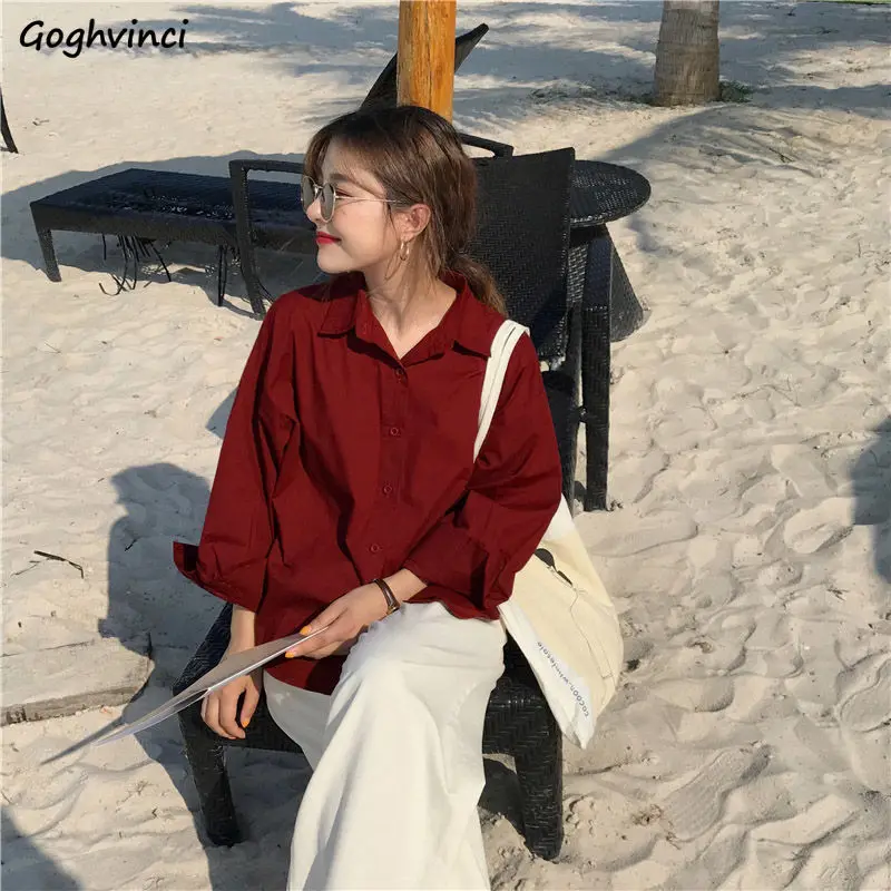 기본 셔츠 여성 심플한 새로운 디자인 한국 패션 솔리드 대학 모든 경기 캐주얼 Camisas De Mujer 봄 아늑한 Ins Hot Sale Bf