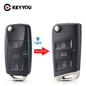 KEYYOU 폭스바겐 VW 골프 4 5 6 7 제타 파사트 CC 티구안 폴로 비틀 스코다 플립 원격 키 셸 포브 3 버튼 자동차 키