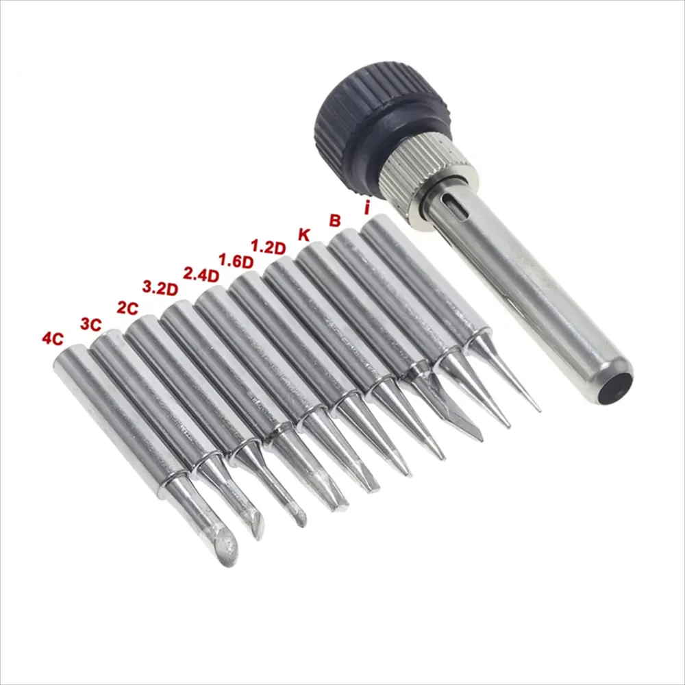 10Pcs 납땜 인두 팁 900M 무연 납땜 인두 팁 납땜 스테이션 용 용접 슬리브가있는 교체 가능한 납땜 팁