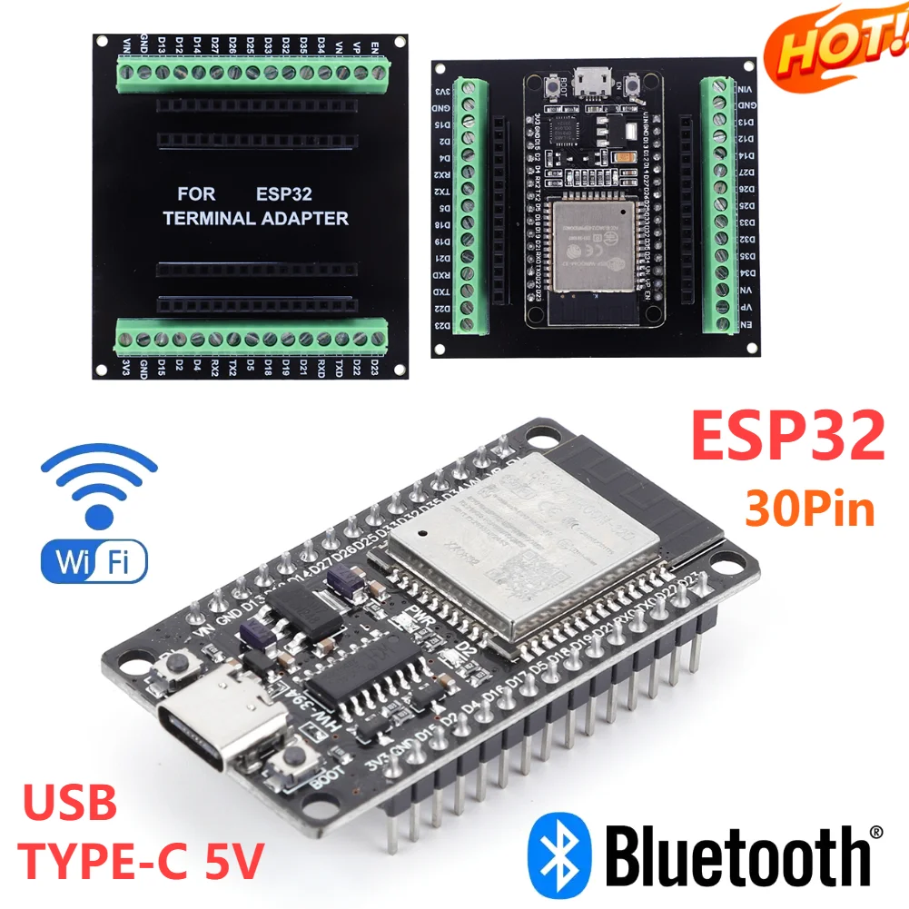 ESP32 브레이크아웃 보드 GPIO 1 into 2+ESP32 CP2102 NodeMCU-32S Lua 30Pin GPIO WiFi+블루투스 호환 개발 보드 도매