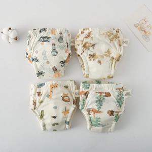 부드러운 아기 방수 재사용 트레이닝 바지, 면 거즈 아기 기저귀, 유아 반바지, 속옷 천 변경, 기저귀 팬티, 신제품