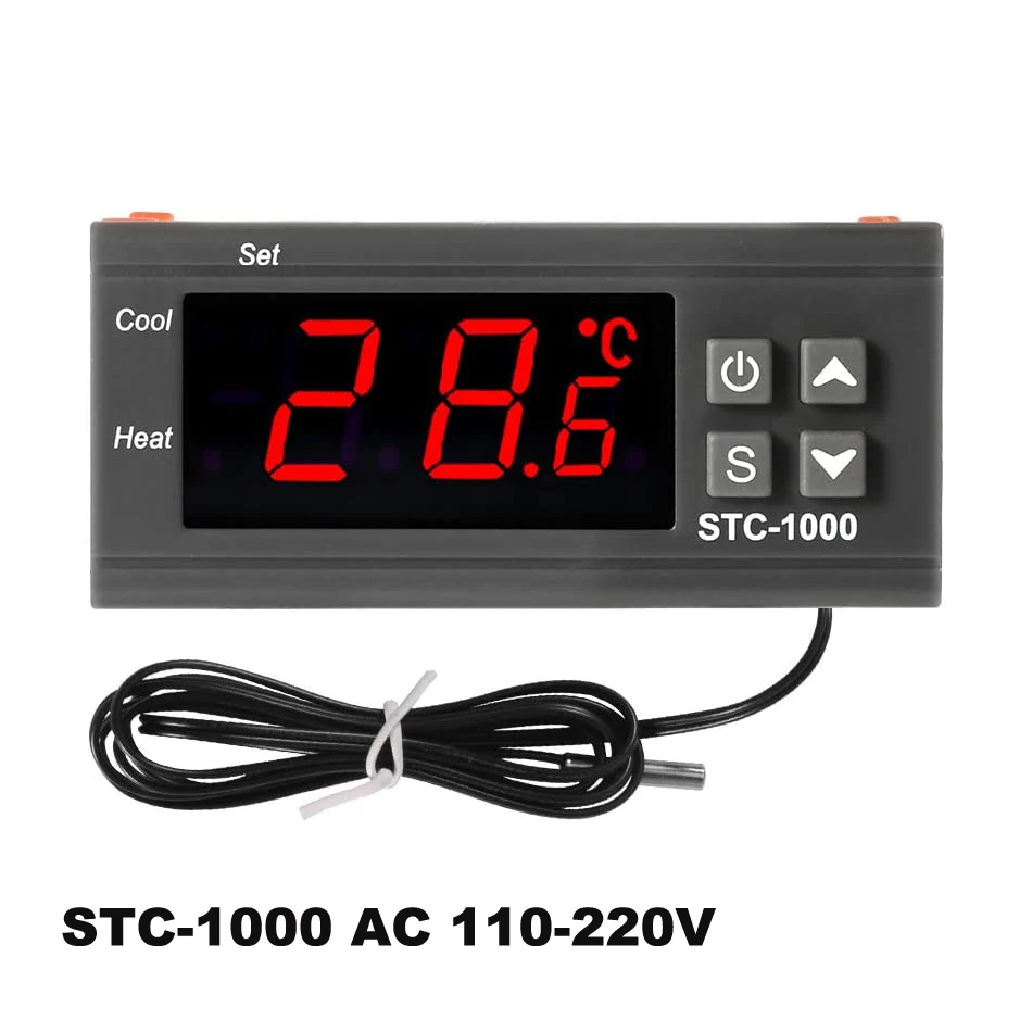 STC-1000 LED 디지털 온도 컨트롤러 인큐베이터 냉장고 온도 조절기 릴레이 가열 냉각 220V 용 온도 조절기