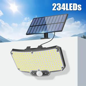 야외 태양 조명 3 가지 모드 모션 센서 투광 조명 234LED 태양 광 벽 조명 외부 마당 정원 울타리 통로 조명