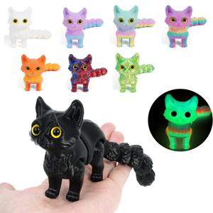 12/16cm 3D 인쇄 관절 귀여운 고양이 입상 미니어처 거실 장식 자동차 데스크탑 홈 인테리어 액세서리 어린이 선물