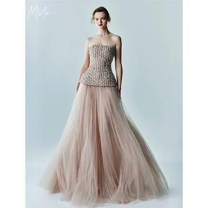 Mila Strapless A 라인 댄스 파티 드레스 2025 민소매 Tulle 투피스 이브닝 드레스 바닥 길이 다이아몬드 맞춤형 파티 드레스