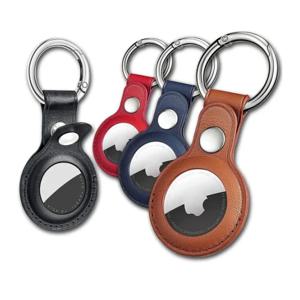 Apple Airtag 케이스 키 체인 및 PU 가죽 에어 태그 홀더 AirTags 보호 커버 용 루프 키 링이있는 보호 추적기 케이스
