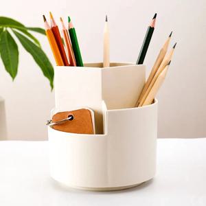 1pc 회전 펜 홀더, 사무실 학생 데스크탑 펜 보관 상자, 사무실 보관 3 홀 메이크업 브러쉬 상자