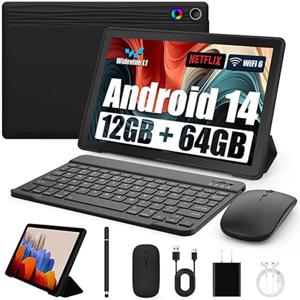 URAO A10L 10인치 태블릿 안드로이드 14 12GB 램 64GB 저장용량 옥타코어 5G 와이파이 키보드 마우스 터치펜 헤드셋 케이스 태블릿 키트 포함