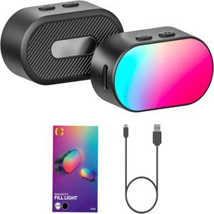 아오촨 미니 RGB 마그네틱 필 라이트 3단계 밝기 조절 7색 조정 짐벌 LED 비디오 촬영 조명 (휴대폰 셀카용)